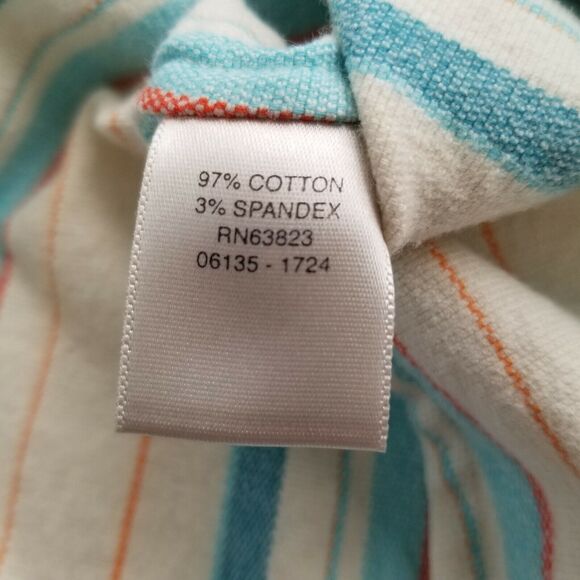 Christopher & Banks Blazer Aqua Blue & Cream Striped Stretch Pockets Small Y2K - Picture 5 of 8